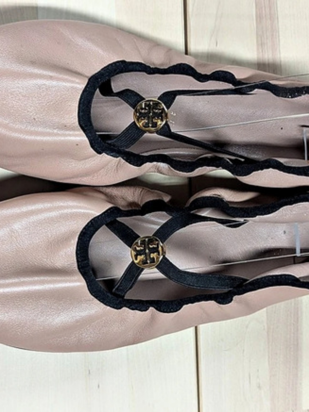 Tory Burch Runway Ballet Scalloped Flats Pink & Black US 10